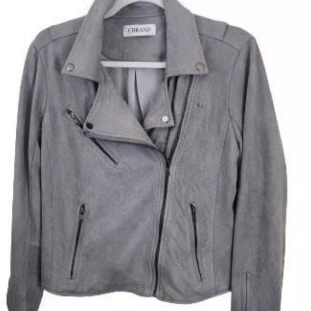 CBRAND Faux Suede Gray Women's Moto Jacket